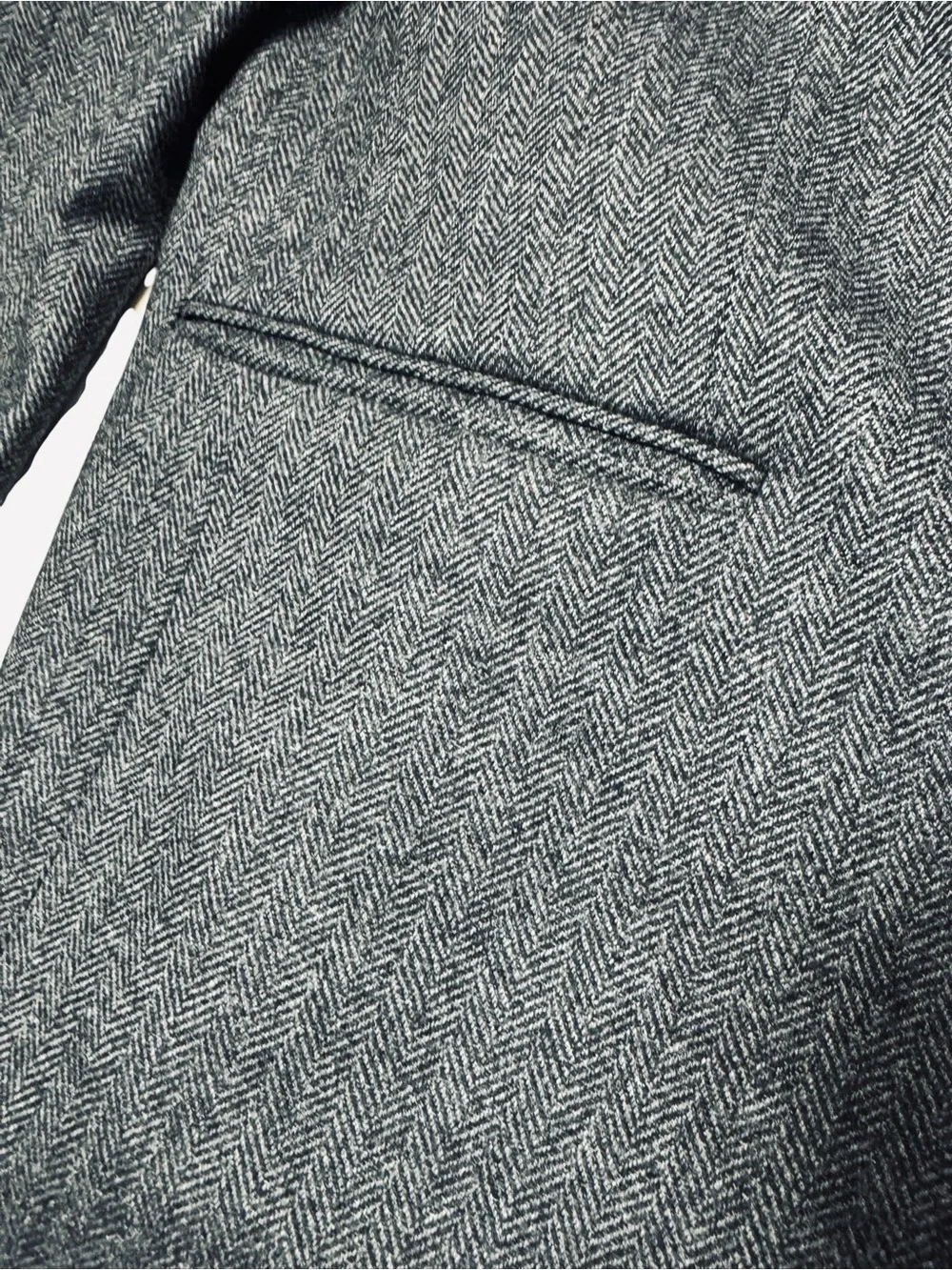 Vintage Petrocelli Grey Herringbone Wool Blazer Size 50R